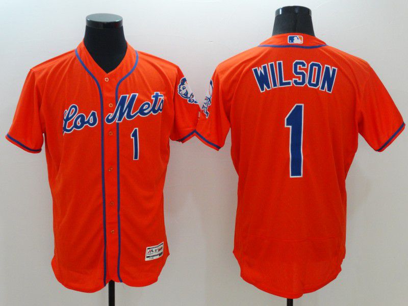 Cheap Men New York Mets 1 Wilson Orange Elite 2021 MLB Jerseys